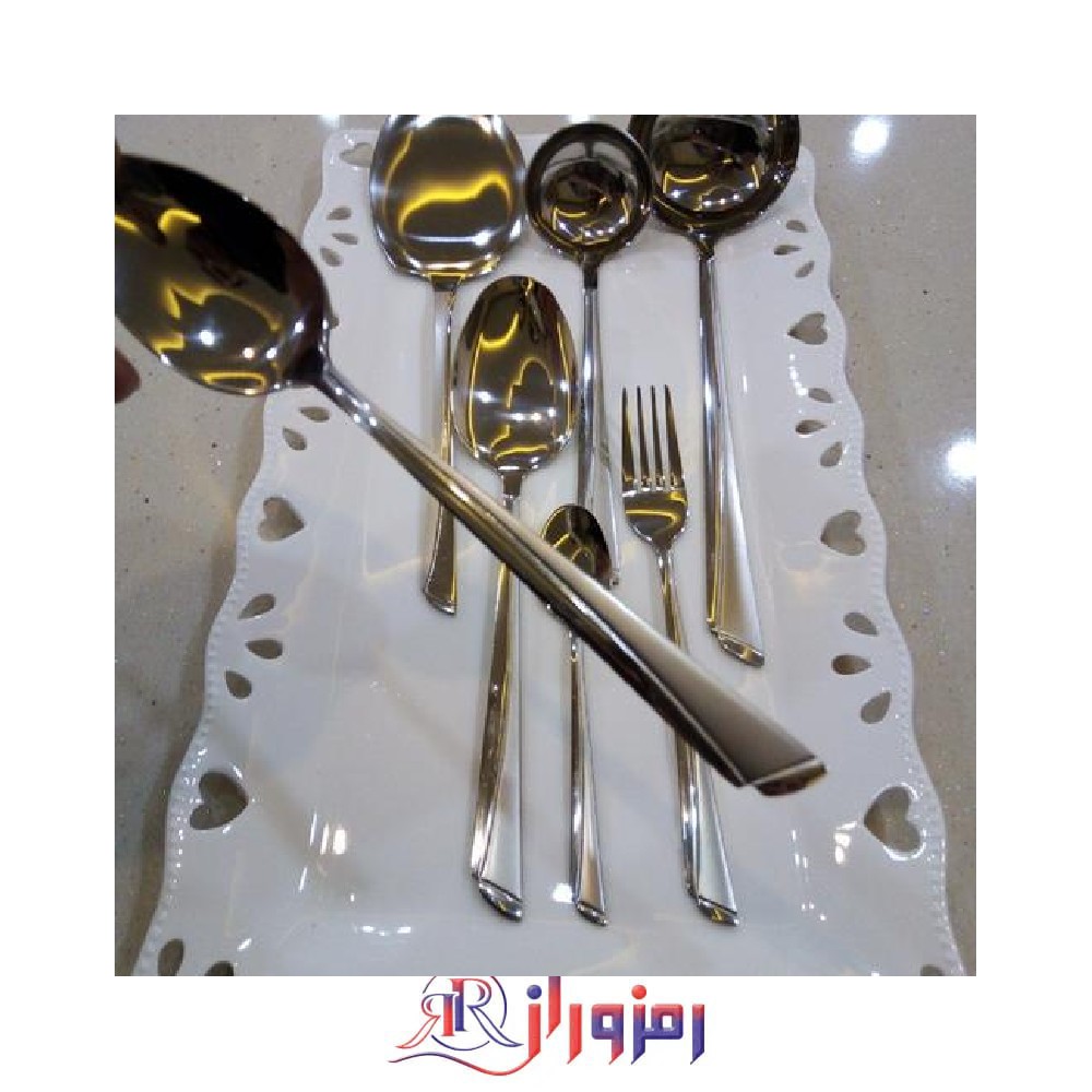قیمت  سرویس قاشق و چنگال 24 نفره 120 پارچه یونیک مدل ناخنی نقره ای دهنه اروپایی